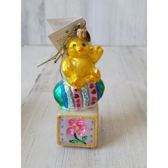 Radko Crack-up Easter blown glass ornament chick glitter egg Xmas - Picture 1 of 7